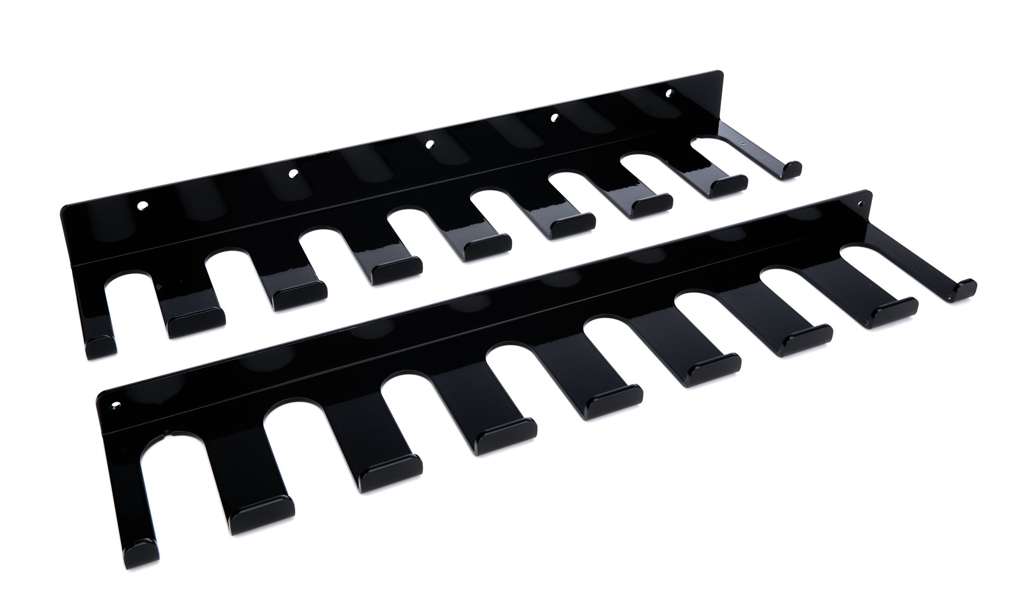 HRP Wall Mount Lower Radius Rod Rack - 20 in Long - 16 Capacity - 1.125 in / 1.250 in Radius Rods - Black