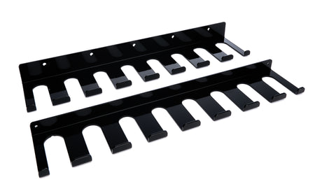 HRP Wall Mount Lower Radius Rod Rack - 20 in Long - 16 Capacity - 1.125 in / 1.250 in Radius Rods - Black
