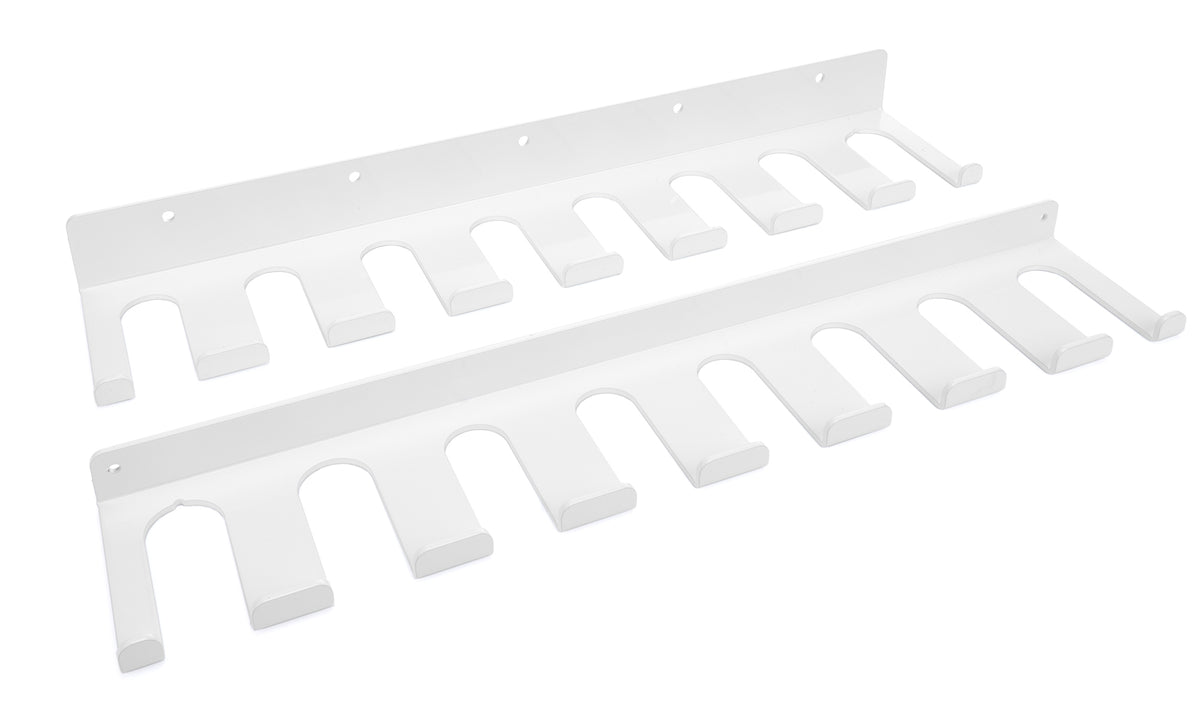 HRP Wall Mount Lower Radius Rod Rack - 20 in Long - 16 Capacity - 1.125 in / 1.250 in Radius Rods - White