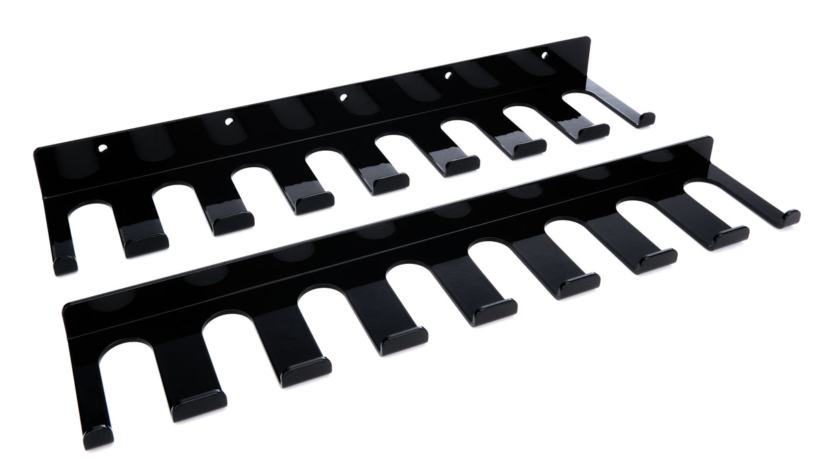 HRP Wall Mount Lower Radius Rod Rack - 20 in Long - 16 Capacity - 1.250 in Radius Rods - Black