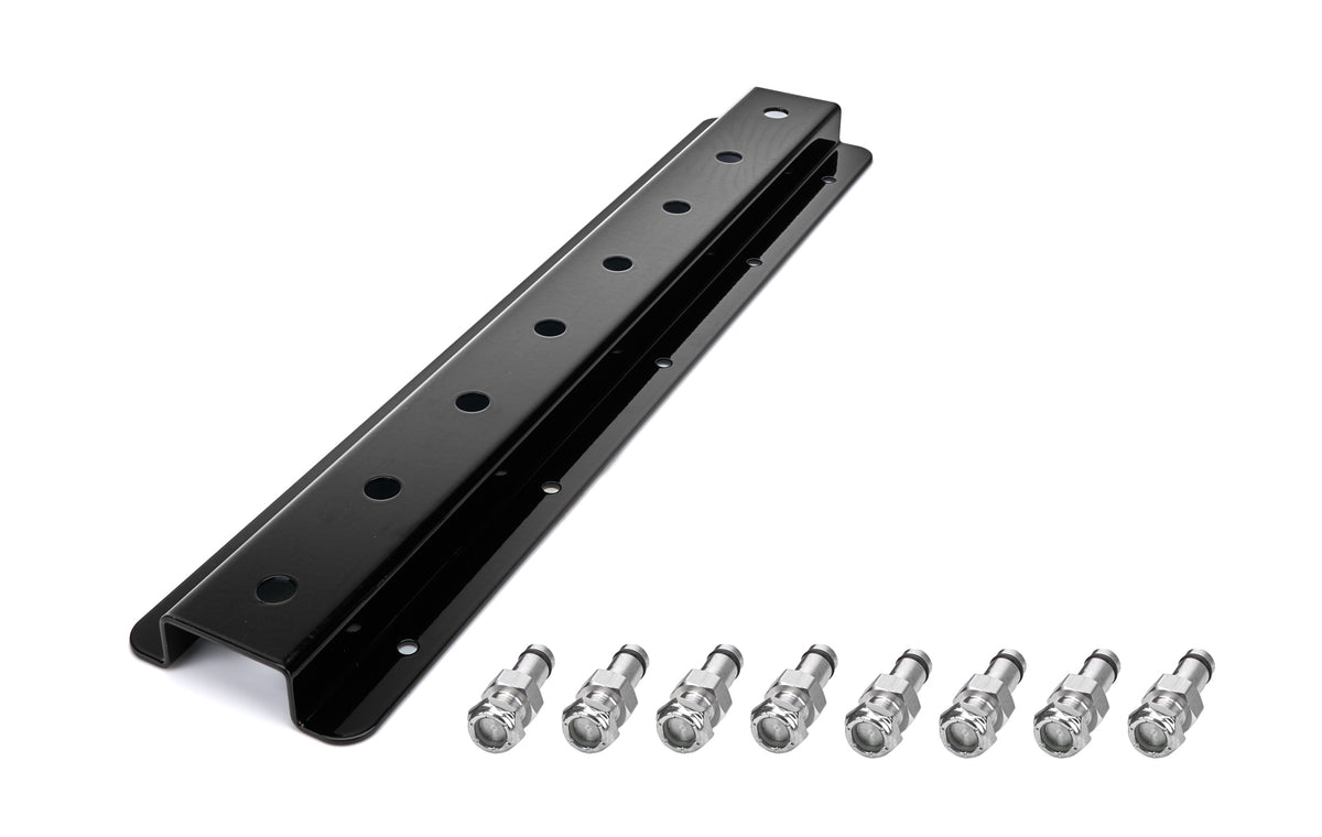 HRP Wall Mount Upper Radius Rod Rack - 20 in Long - 8 Capacity - Black