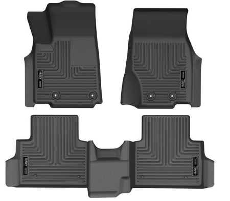Husky Liners WeatherBeater Front / 2nd Row Floor Liner - Black - Jeep Grand Cherokee L 2021-24