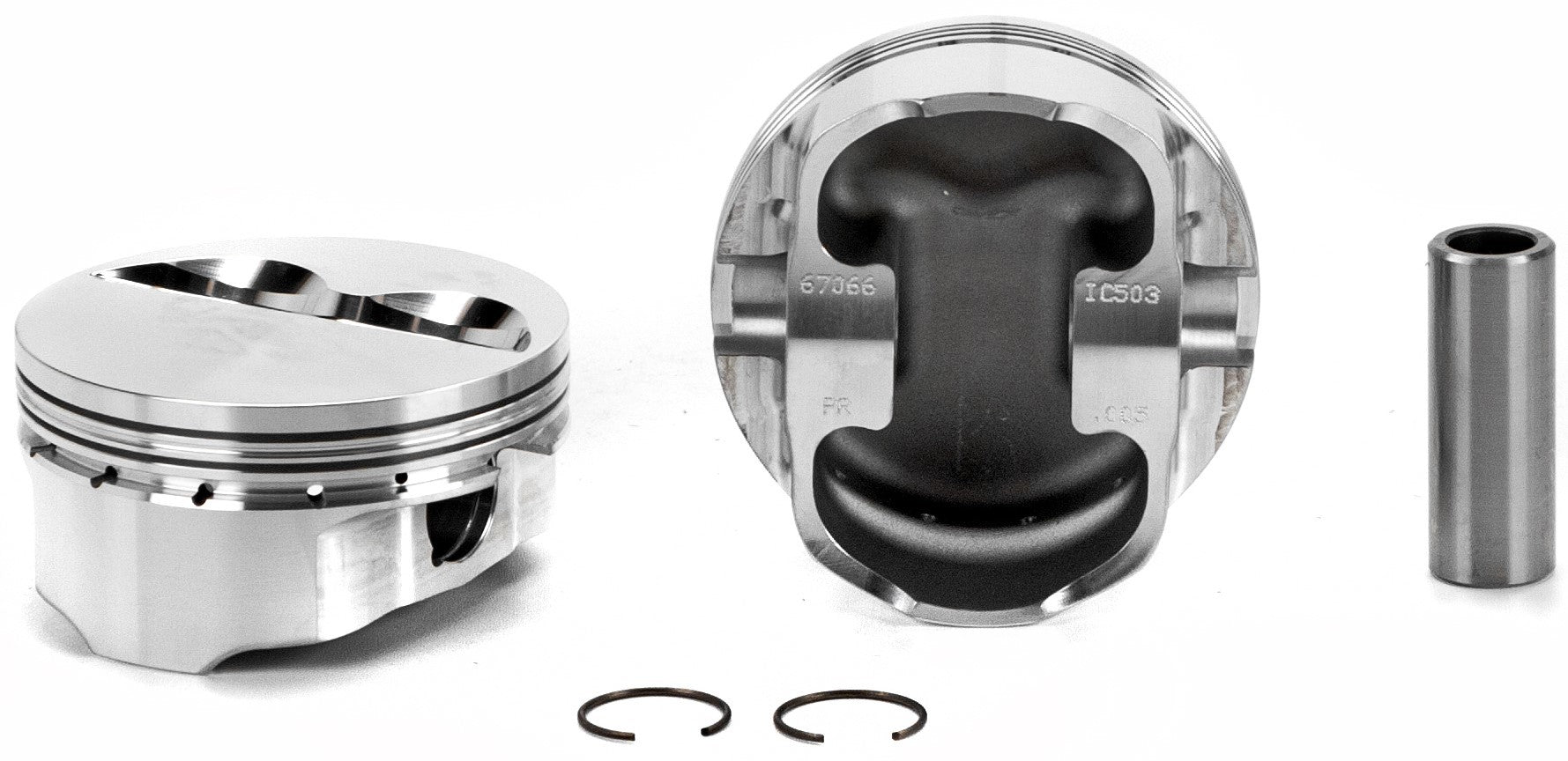 Icon Pistons Premium Forged Flat Top Piston Set - 4.060 in Bore - 1.5 x 1.5 x 3.0 mm Ring Grooves - Minus 5.00 cc - Small Block Chevy (Set of 8)