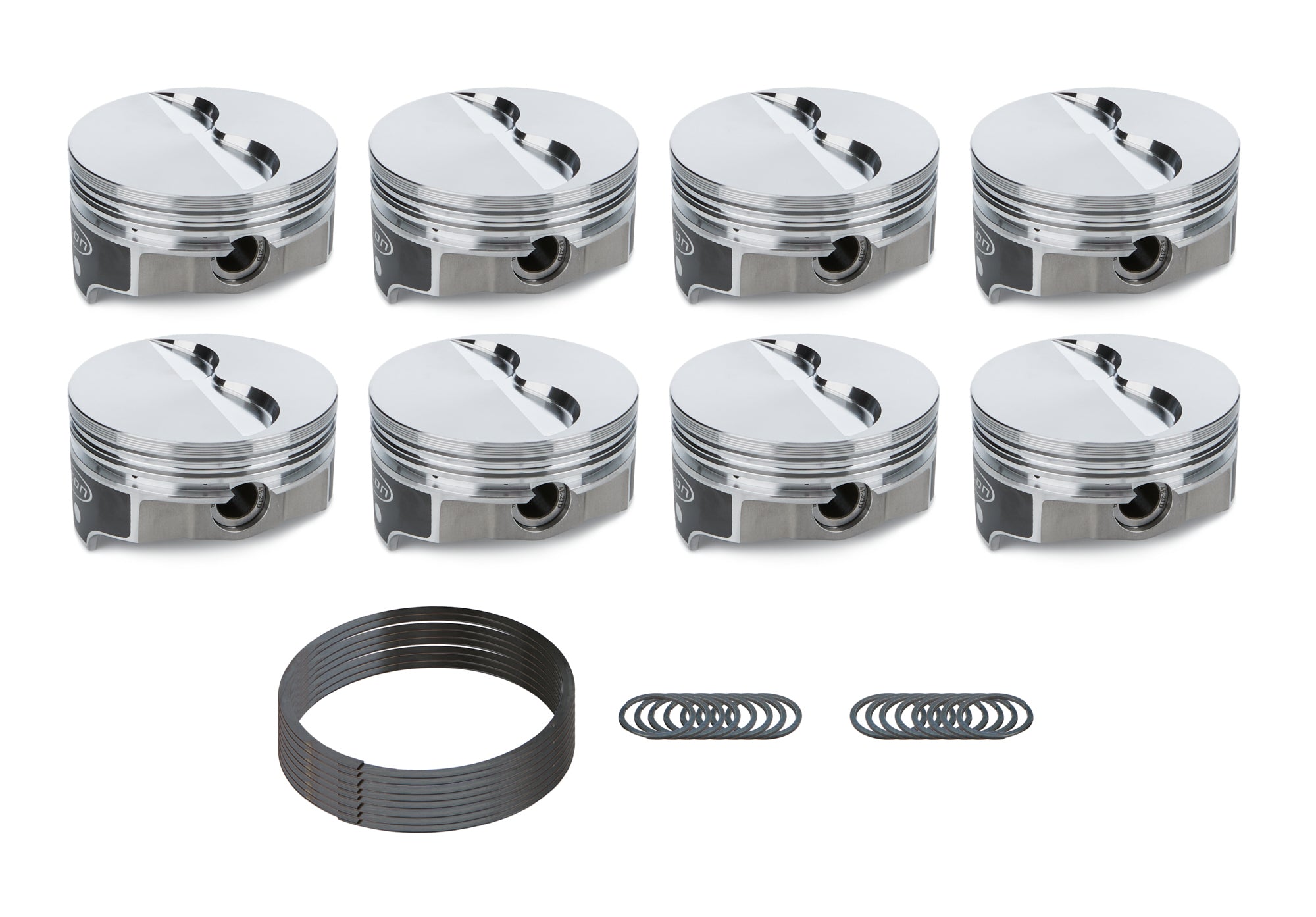 Icon Pistons Premium Forged Flat Top Piston Set - 4.375 in Bore - 1/16 x 1/16 x 3/16 in Ring Grooves - Minus 4.50 cc - Mopar B-Series (Set of 8)