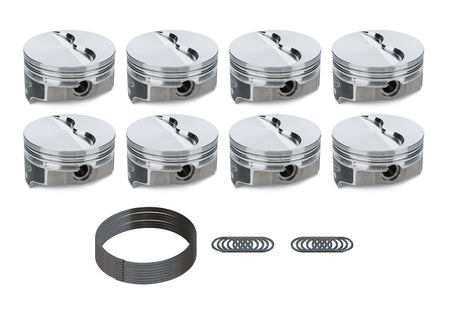 Icon Pistons Premium Forged Flat Top Piston Set - 4.375 in Bore - 1/16 x 1/16 x 3/16 in Ring Grooves - Minus 4.50 cc - Mopar B-Series (Set of 8)