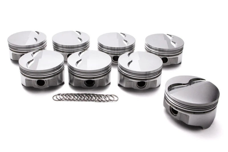 Icon Pistons Premium Forged Dish Piston Set - 4.160 in Bore - 1/16 x 1/16 x 3/16 in Ring Grooves - Minus 14.00 cc - Pontiac V8 (Set of 8)