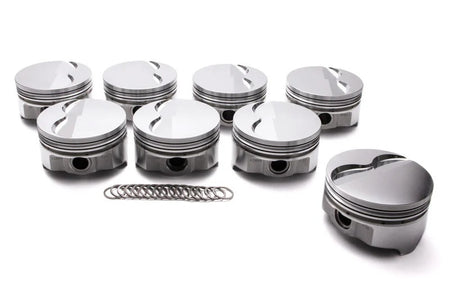 Icon Pistons Premium Forged Dish Piston Set - 4.160 in Bore - 1/16 x 1/16 x 3/16 in Ring Grooves - Minus 14.00 cc - Pontiac V8 (Set of 8)