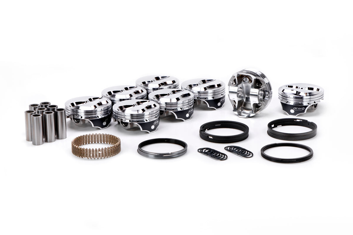 Icon Premium Forged 4.125 in Bore Piston - 4.125 in Bore - Small Block Chevy (Set of 8)