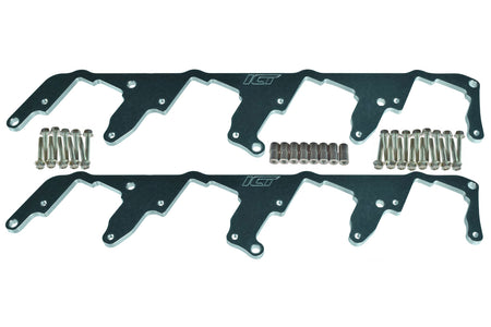 ICT Billet Coil Pack Ignition Coil Bracket - Over Valve Cover - Polished - GM LS-Series (Pair)