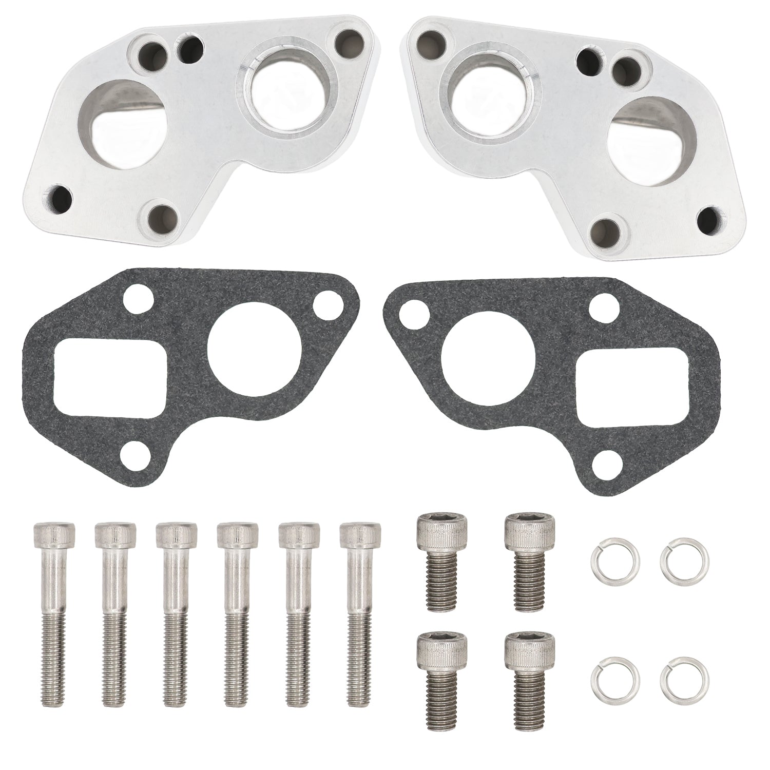 ICT Billet GM LT-Series Electric Water Pump to Big Block Chevy Water Pump Adapter - 12 AN Female O-Ring Ports - Gaskets Included - Clear (Pair)