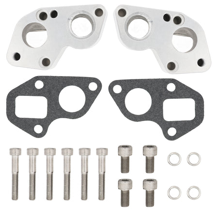 ICT Billet GM LT-Series Electric Water Pump to Big Block Chevy Water Pump Adapter - 12 AN Female O-Ring Ports - Gaskets Included - Clear (Pair)