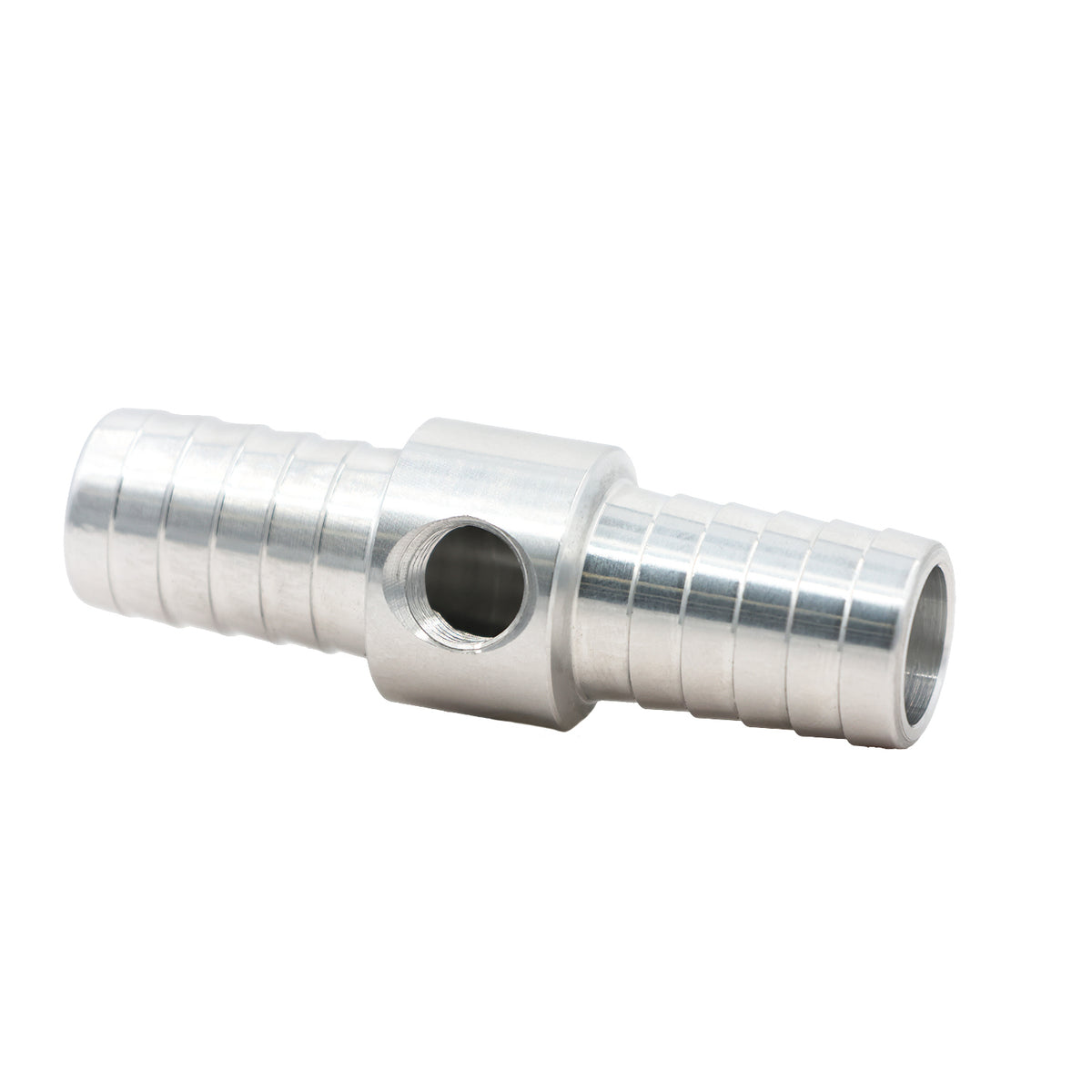 ICT Billet Straight 5/8 in Hose Barb to 5/8 in Hose Barb Steam Port Adapter - 1/8 in NPT Gauge Port 