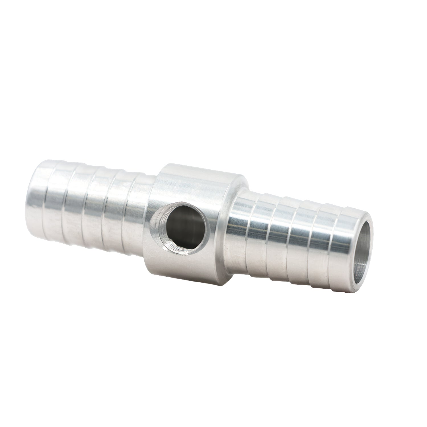 ICT Billet Straight 5/8 in Hose Barb to 5/8 in Hose Barb Steam Port Adapter - 1/8 in NPT Gauge Port 