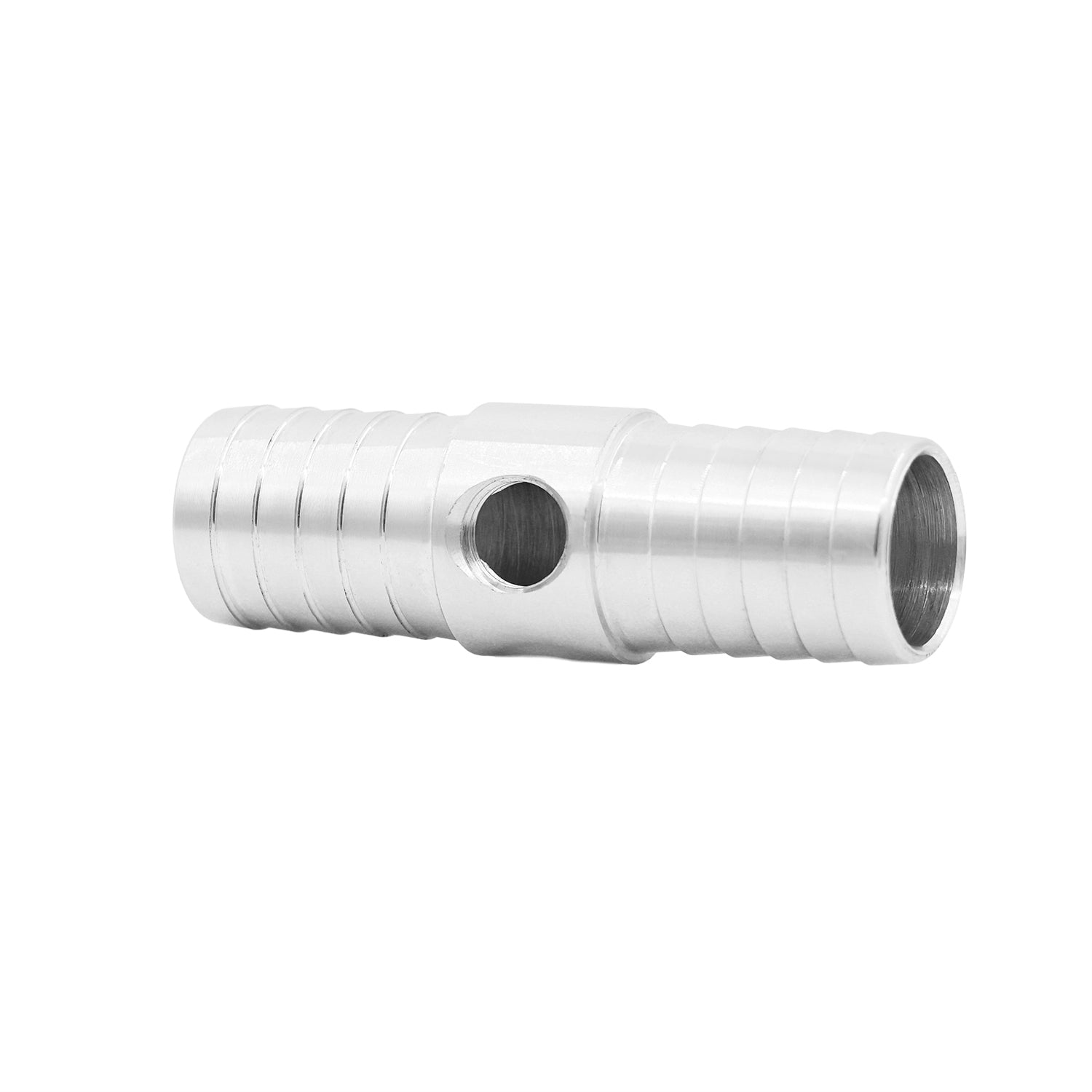 ICT Billet Straight 3/4 in Hose Barb to 3/4 in Hose Barb Steam Port Adapter - 1/8 in NPT Gauge Port 