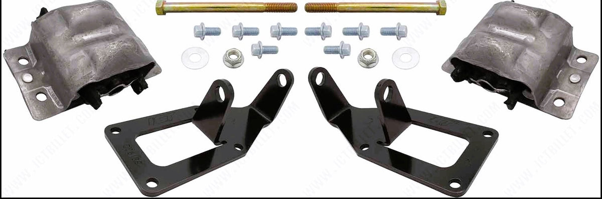 ICT Billet Motor Mount Kit - Black - GM LS-Series - GM F-Body 1982-92