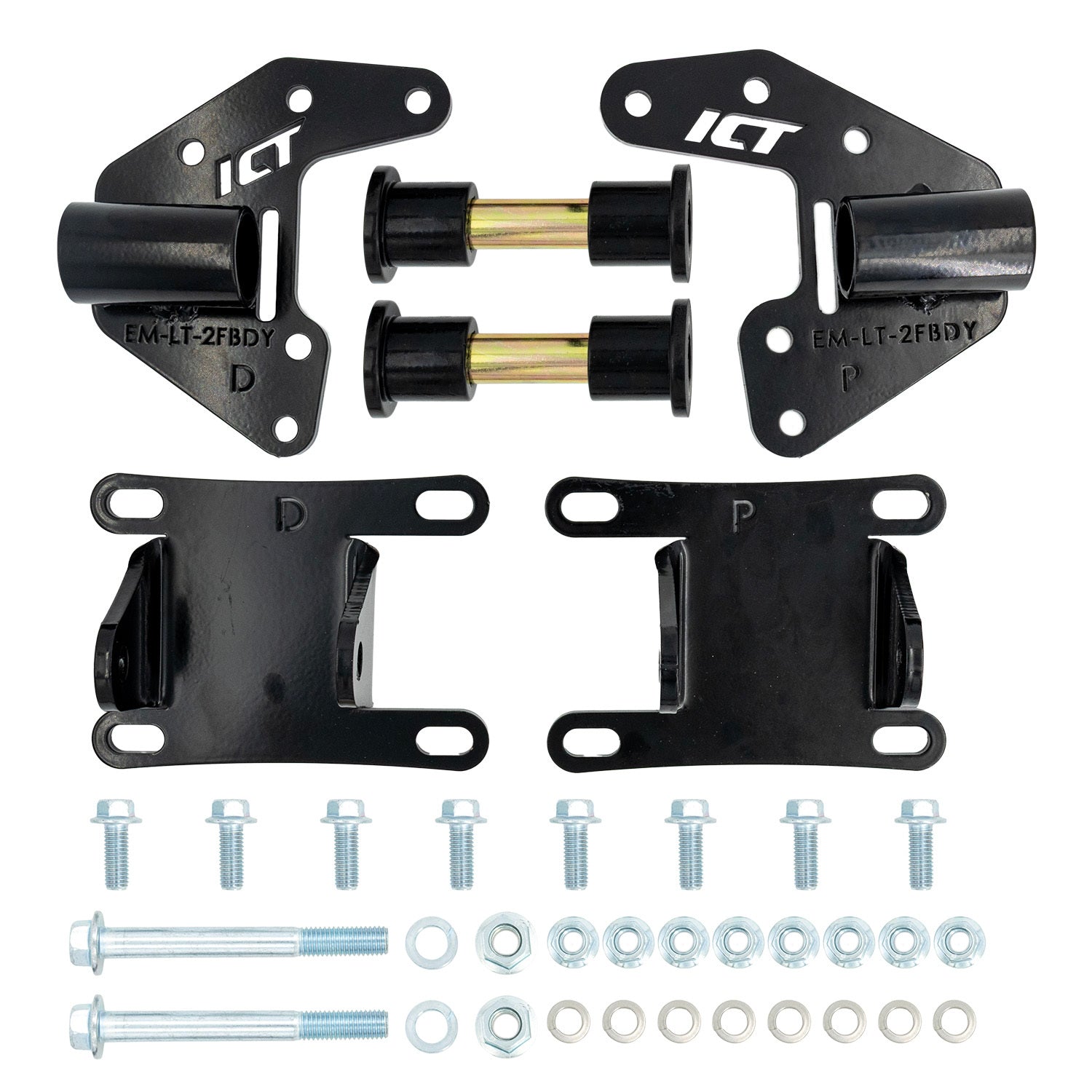 ICT Billet Motor Mount Kit - Black - GM GenV LT-Series - GM F-Body 1970-81