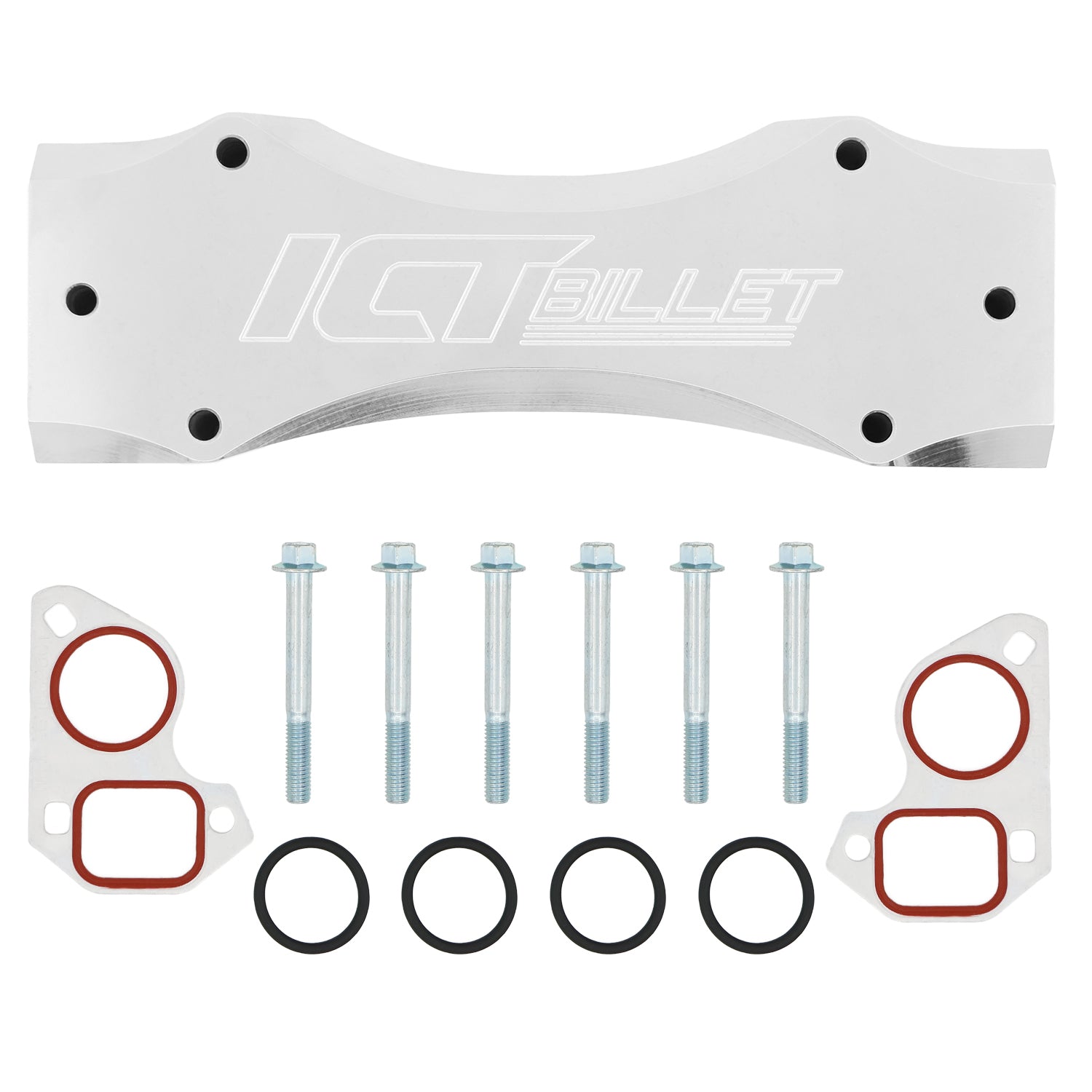 ICT Billet Water Manifold - 16 AN Female Inlet / Outlet - Clear Anodized - GM LS-Series