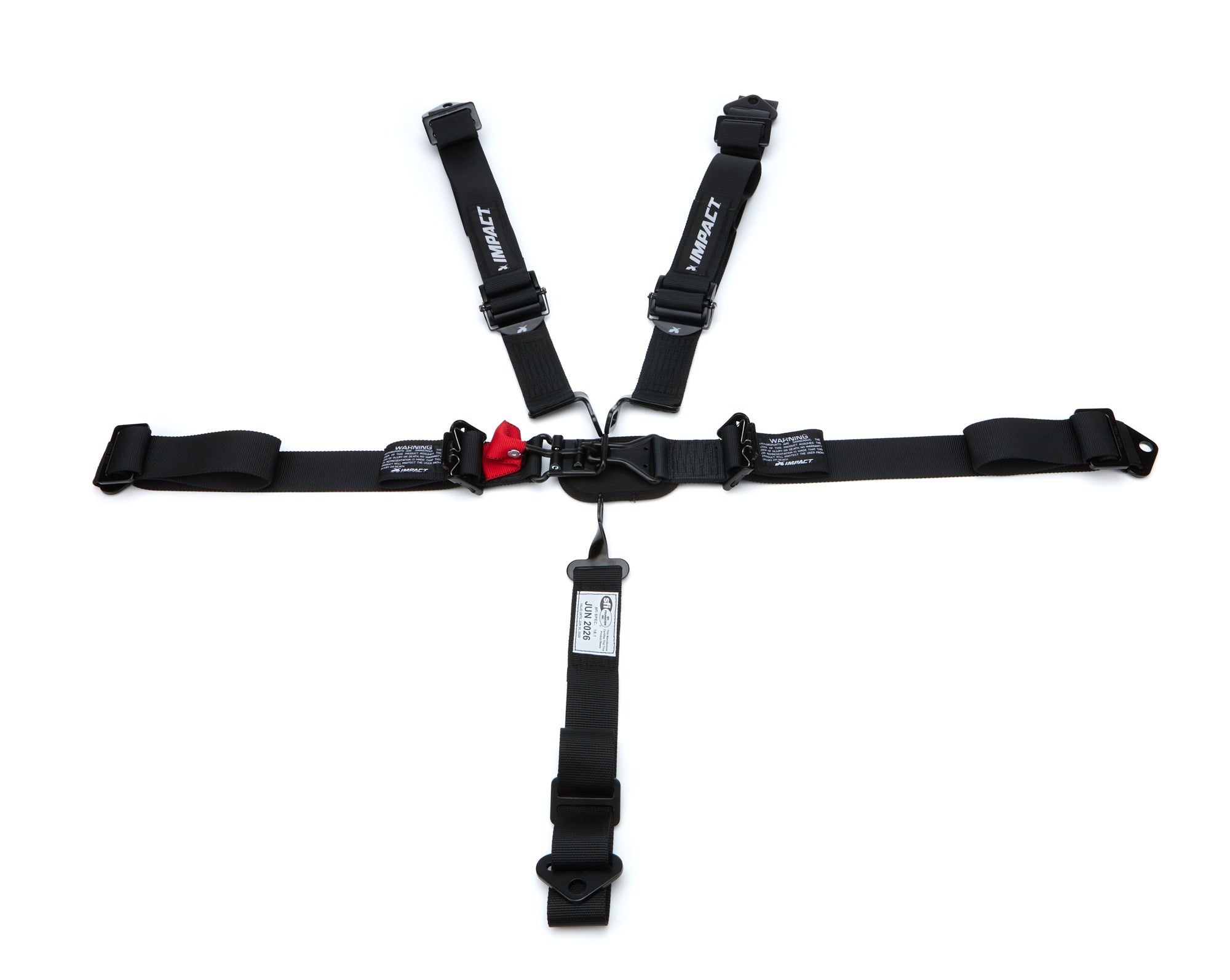 Impact 5 Point Latch & Link Harness - SFI 16.1 - Pull Down Adjust - Bolt-In/Wrap Around - Black