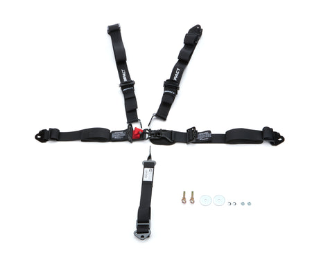 Impact 5 Point Latch & Link Harness - SFI 16.1 - Pull Down Adjust - Clip-In/Wrap Around - Black