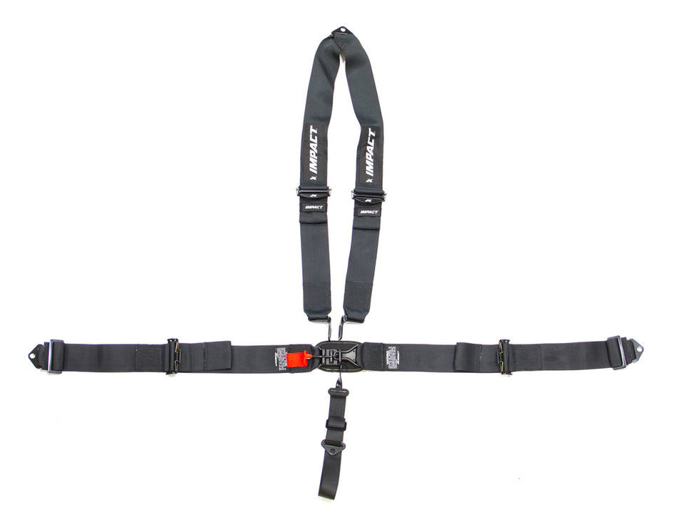 Impact Standard Latch & Link Harness - V-Type Shoulder Harness/Pull Up Adjust - Black