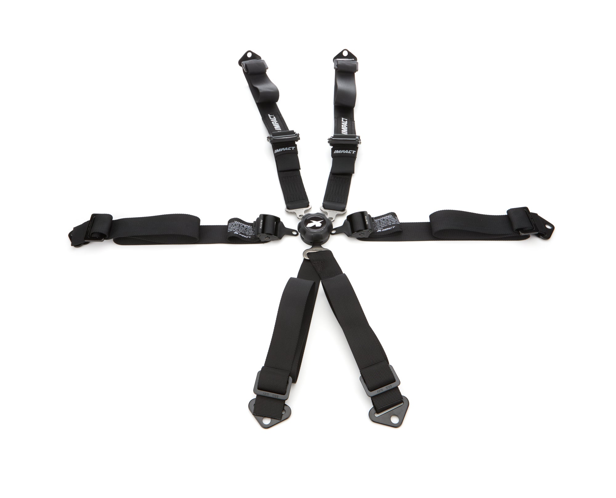 Impact Pro Series 6 Point Camlock Harness - SFI 16.5 - Pull Down Adjust - Bolt-In/Wrap Around - Black
