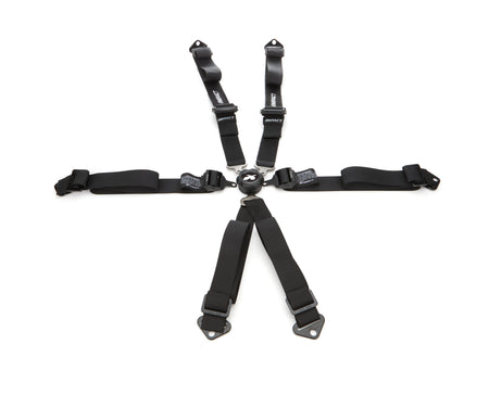 Impact Pro Series 6 Point Camlock Harness - SFI 16.5 - Pull Down Adjust - Bolt-In/Wrap Around - Black