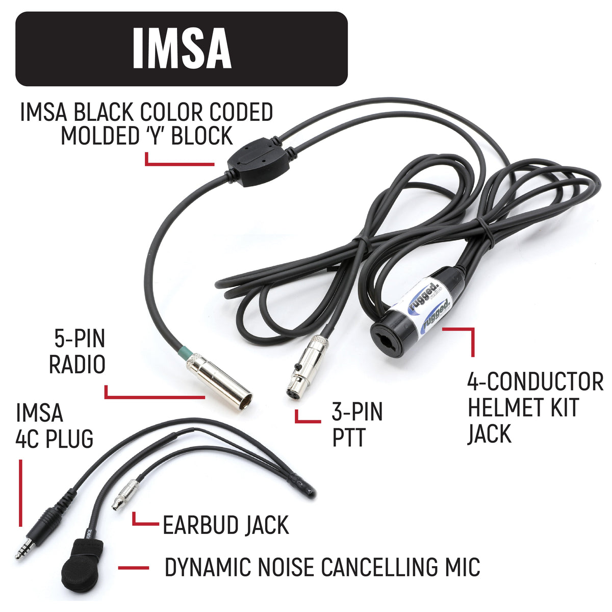 Rugged Radios IMSA Driver & Crew Chief Racing Kit /w V3 Radios IMSA-V3