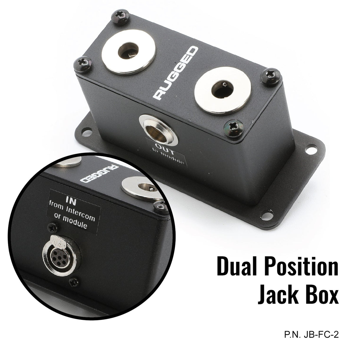 Rugged Radios Jack Box Headset Stations for RRP800 Fire & Safety Intercoms - Single Position Jack Box JB-FC-1