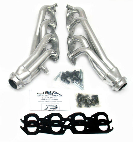 JBA Shorty Headers - 1.75 in Primary - 2.5 in Collector - Silver Metallic Ceramic - GM Fullsize SUV / Truck 1996-2000 (Pair)