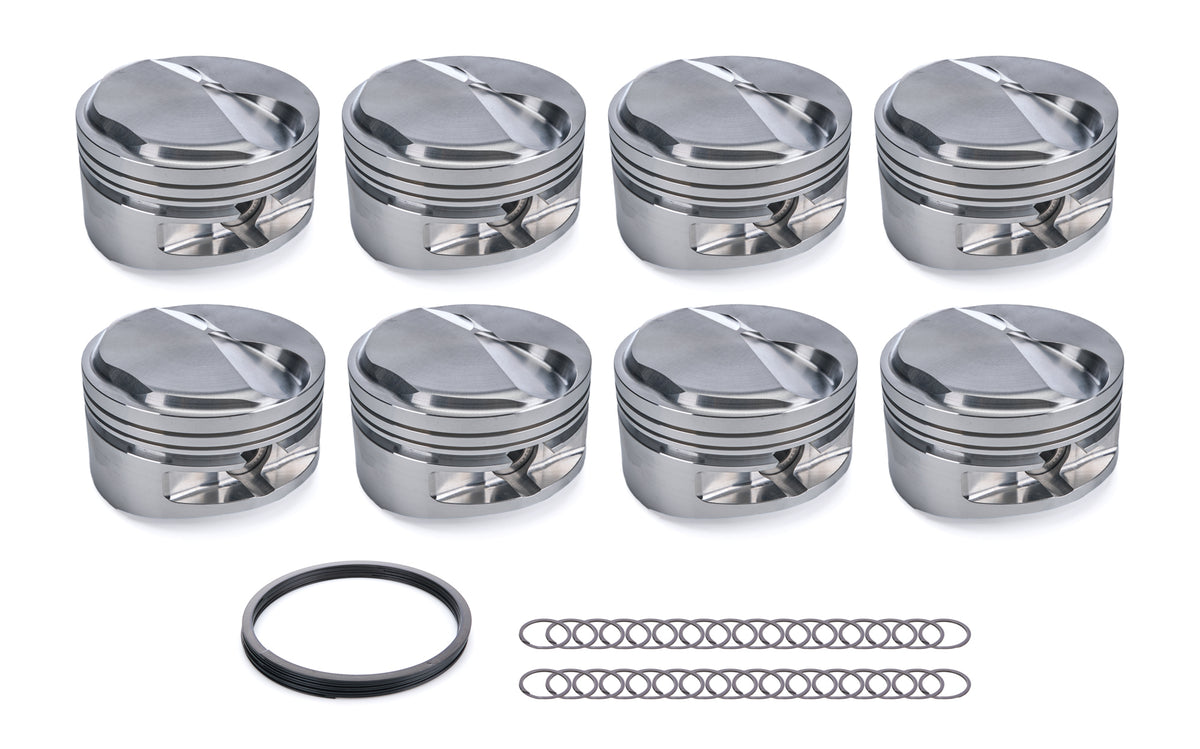 JE Pistons Forged Dome Piston Set - 4.530 in Bore - 0.075 x 0.064 x 0.218 in Ring Grooves - Plus 22.30 cc - Big Block Chevy (Set of 8)