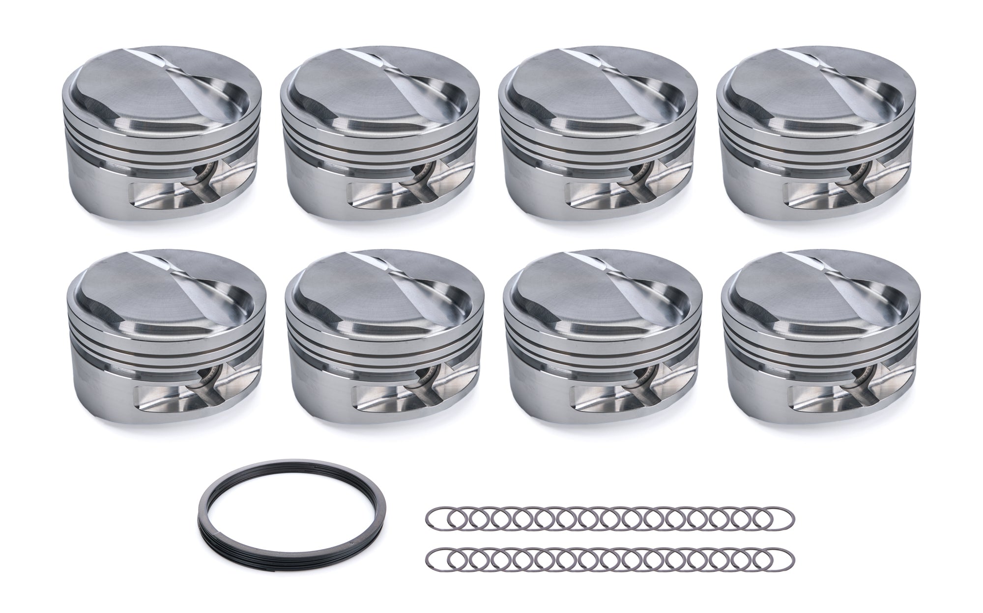 JE Pistons Forged Dome Piston Set - 4.530 in Bore - 0.075 x 0.064 x 0.218 in Ring Grooves - Plus 22.30 cc - Big Block Chevy (Set of 8)