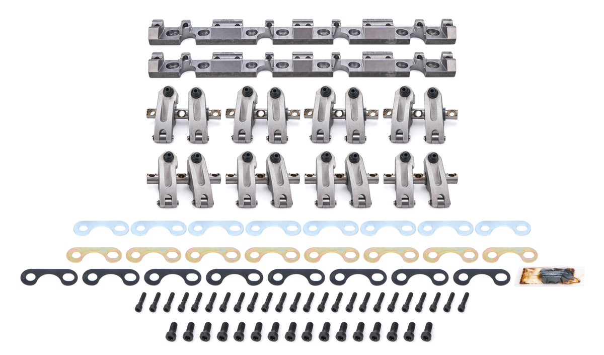 Jesel Pro Series Aluminum Shaft Mount Roller Rocker Arm Kit - 1.6 / 1.5 Ratio - Full Roller - Dart 23 Degree Heads - Small Block Chevy (Set of 16)