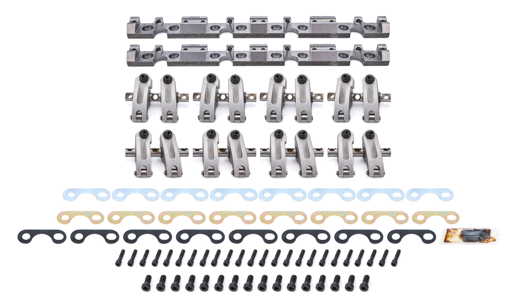 Jesel Pro Series Aluminum Shaft Mount Roller Rocker Arm Kit - 1.6 / 1.5 Ratio - Full Roller - Dart 23 Degree Heads - Small Block Chevy (Set of 16)
