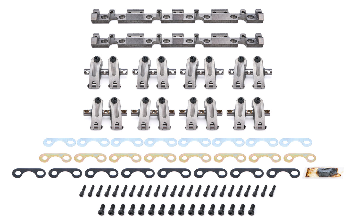 Jesel Pro Series Aluminum Shaft Mount Roller Rocker Arm Kit - 1.6 / 1.6 Ratio - Full Roller - Dart 23 Degree Heads - Small Block Chevy (Set of 16)