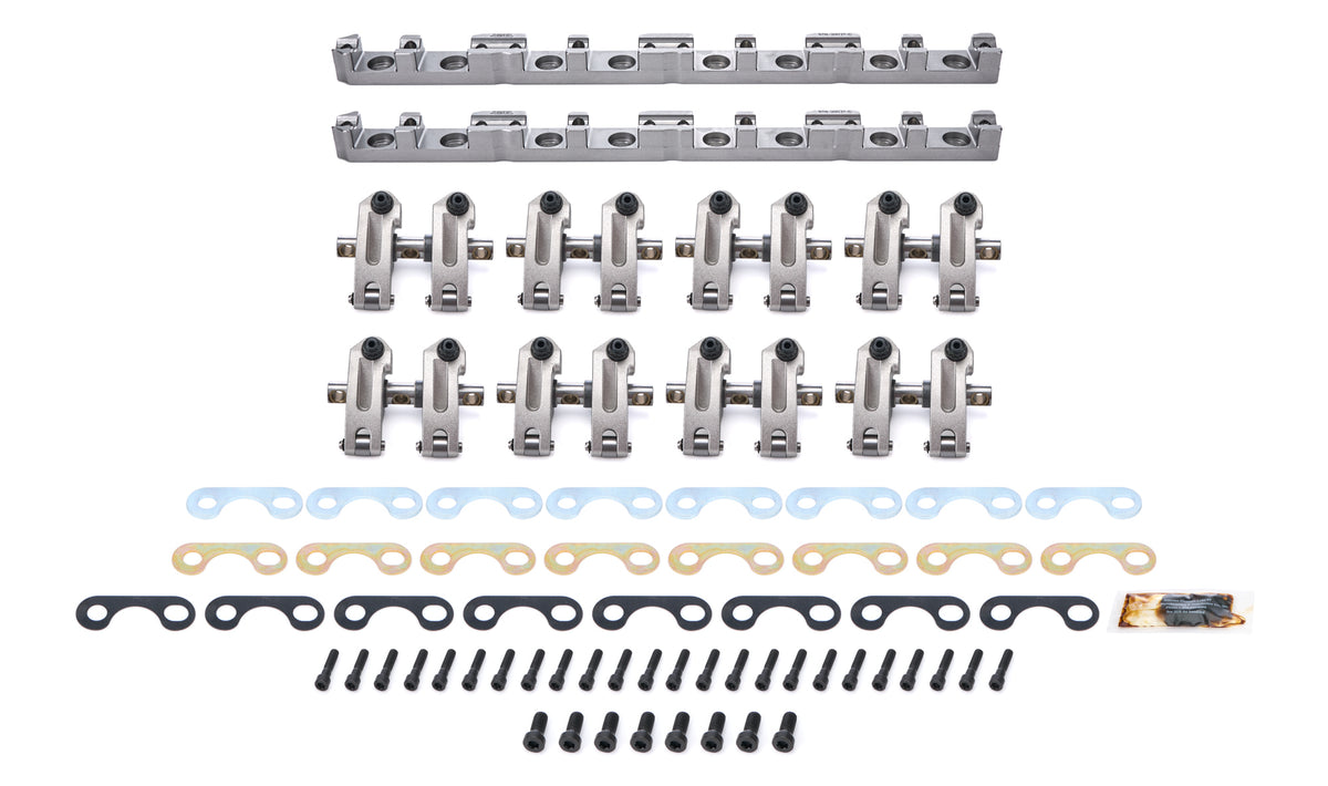 Jesel Pro Series Aluminum Shaft Mount Roller Rocker Arm Kit - 1.6 / 1.6 Ratio - Full Roller - Trick Flow High Port Heads - Small Block Ford (Set of 16)
