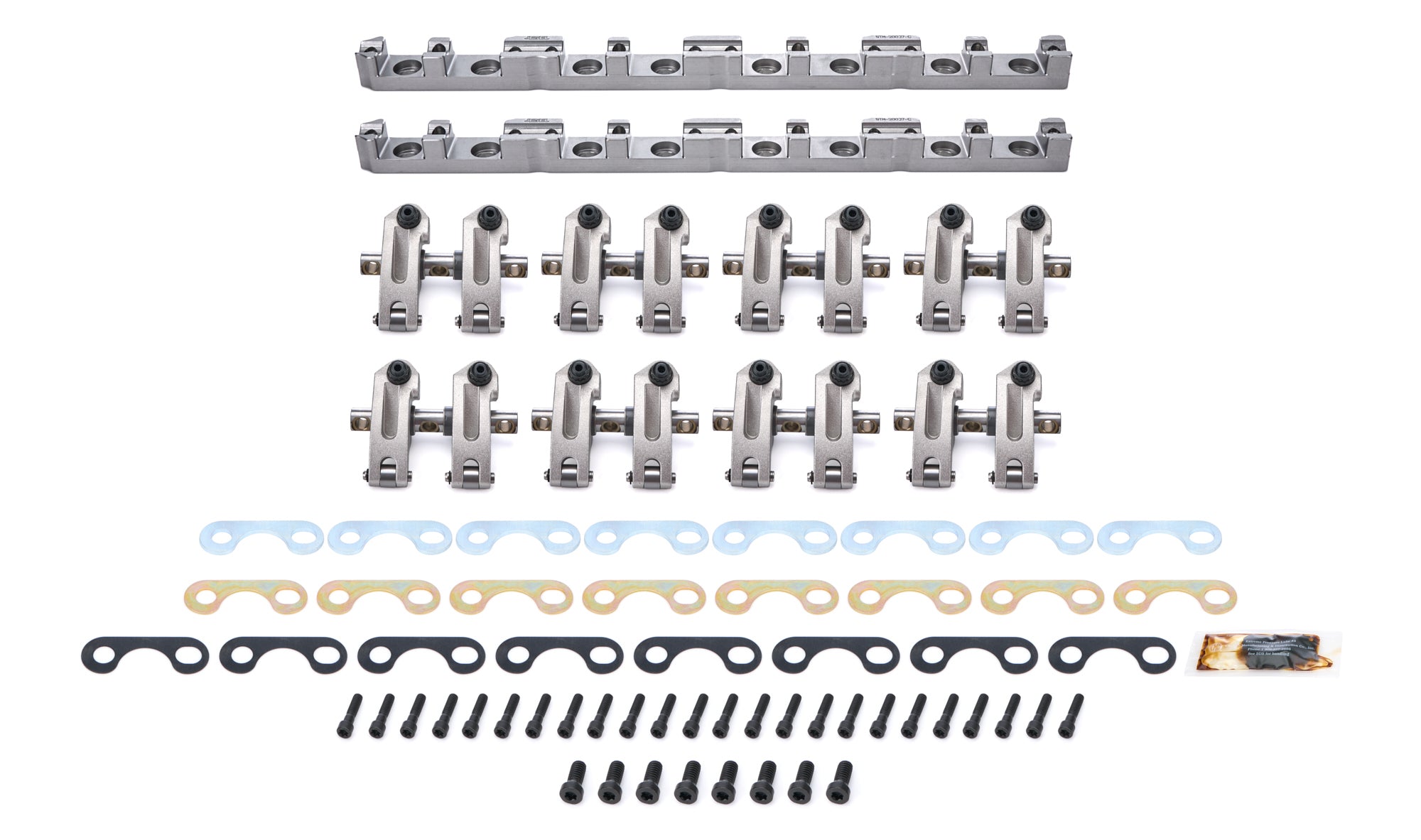 Jesel Pro Series Aluminum Shaft Mount Roller Rocker Arm Kit - 1.6 / 1.6 Ratio - Full Roller - Trick Flow High Port Heads - Small Block Ford (Set of 16)
