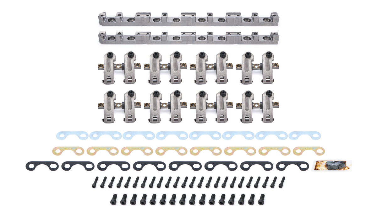 Jesel Pro Series Aluminum Shaft Mount Roller Rocker Arm Kit - 1.7 / 1.7 Ratio - Full Roller - Trick Flow High Port Heads - Small Block Ford (Set of 16)