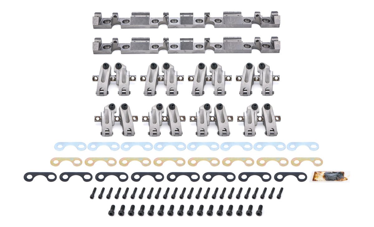 Jesel Pro Series Aluminum Shaft Mount Roller Rocker Arm Kit - 1.6 / 1.6 Ratio - Full Roller - Dart 15 / 18 Degree Heads - Small Block Chevy (Set of 16)