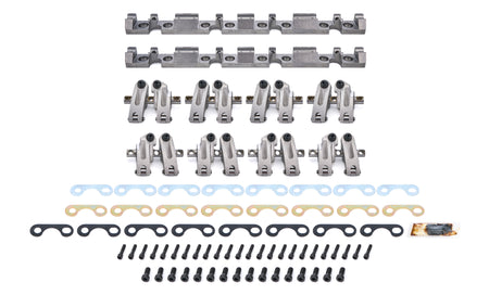 Jesel Pro Series Aluminum Shaft Mount Roller Rocker Arm Kit - 1.65 / 1.65 Ratio - Full Roller - Dart 15 / 18 Degree Heads - Small Block Chevy (Set of 16)