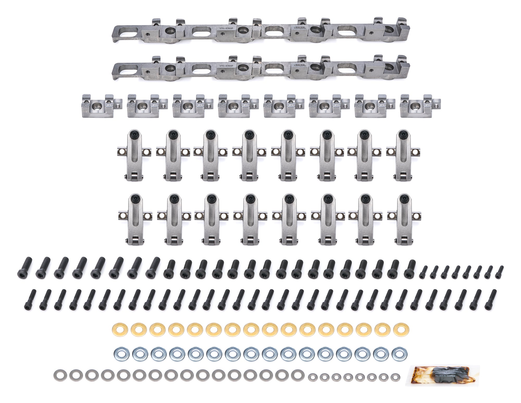 Jesel Pro Series Aluminum Shaft Mount Roller Rocker Arm Kit - 1.7 / 1.7 Ratio - Full Roller - Brodix BB-1 / BB-2 Heads - Big Block Chevy (Set of 16)