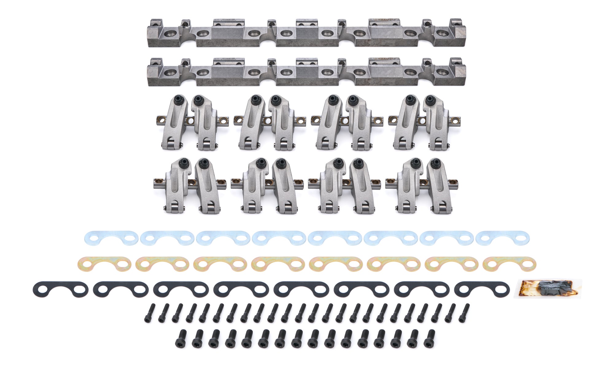 Jesel Pro Series Aluminum Shaft Mount Roller Rocker Arm Kit - 1.6 / 1.6 Ratio - Full Roller - Brodix 18C Heads - Small Block Chevy (Set of 16)