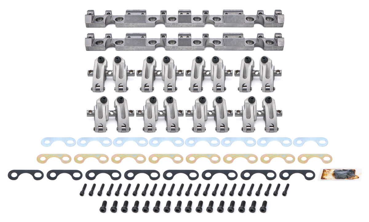 Jesel Pro Series Aluminum Shaft Mount Roller Rocker Arm Kit - 1.6 / 1.6 Ratio - Full Roller - AFR Eliminator 227 / 335 Heads - Small Block Chevy (Set of 16)