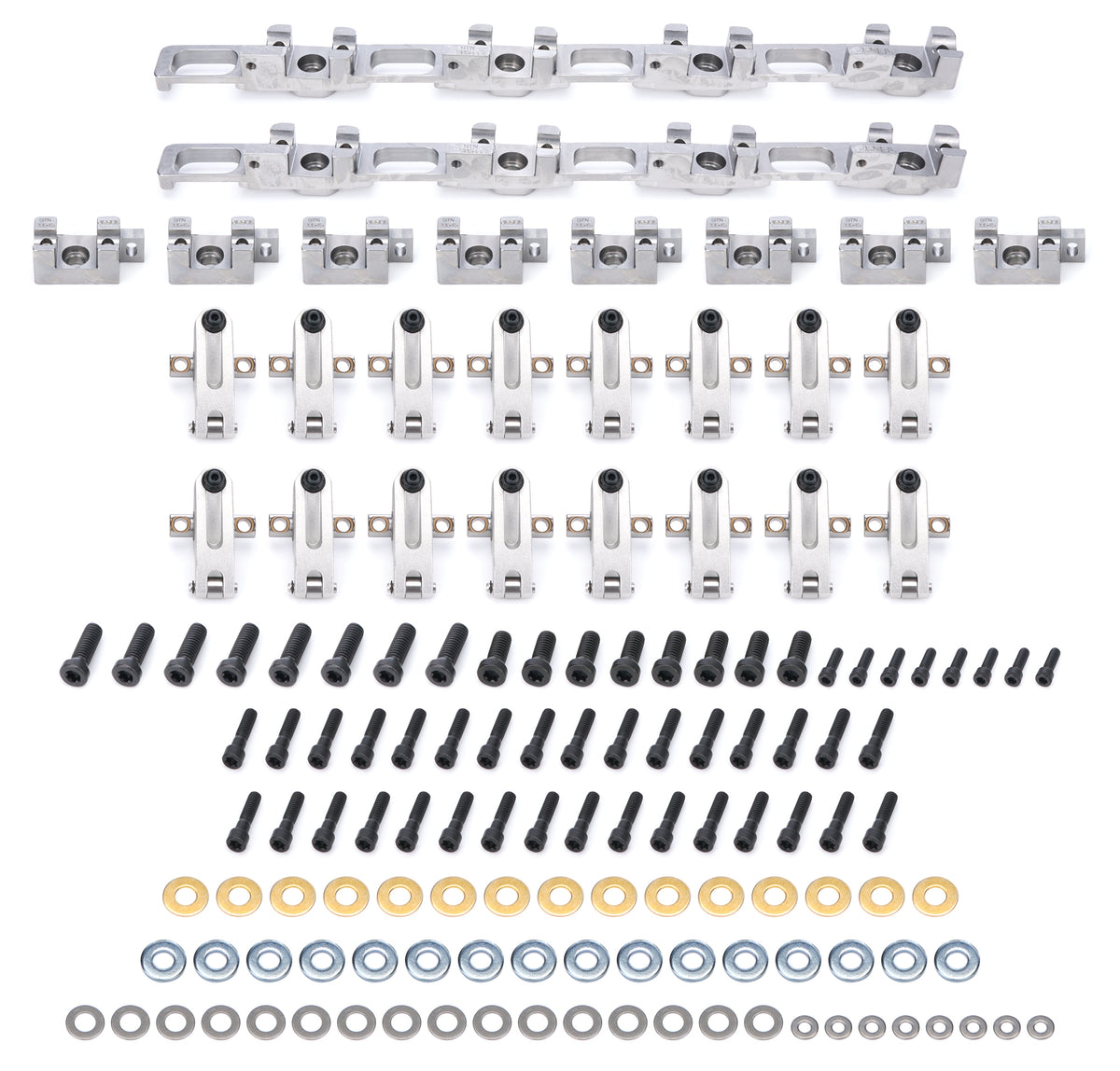 Jesel Pro Series Aluminum Shaft Mount Roller Rocker Arm Kit - 1.7 / 1.7 Ratio - Full Roller - Edelbrock RPM XT / Dart 24 Degree Pro 1 Heads - Big Block Chevy (Set of 16)