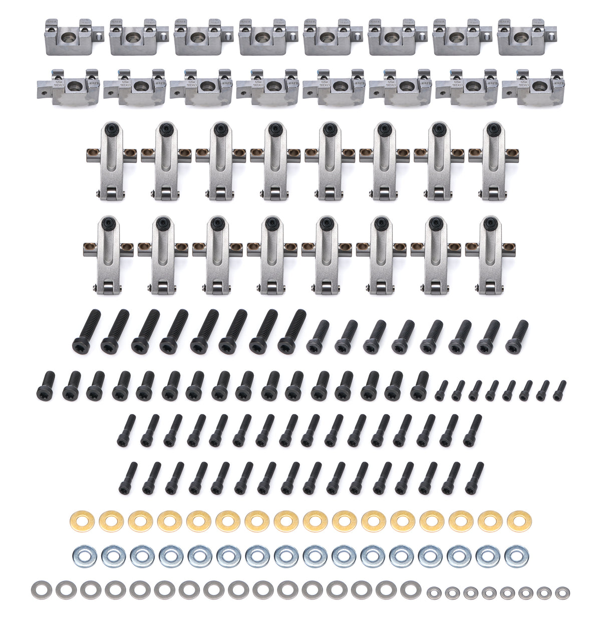 Jesel Pro Series Aluminum Shaft Mount Roller Rocker Arm Kit - 1.7 Ratio - Full Roller - Profiler Heads - Big Block Chevy (Set of 16)