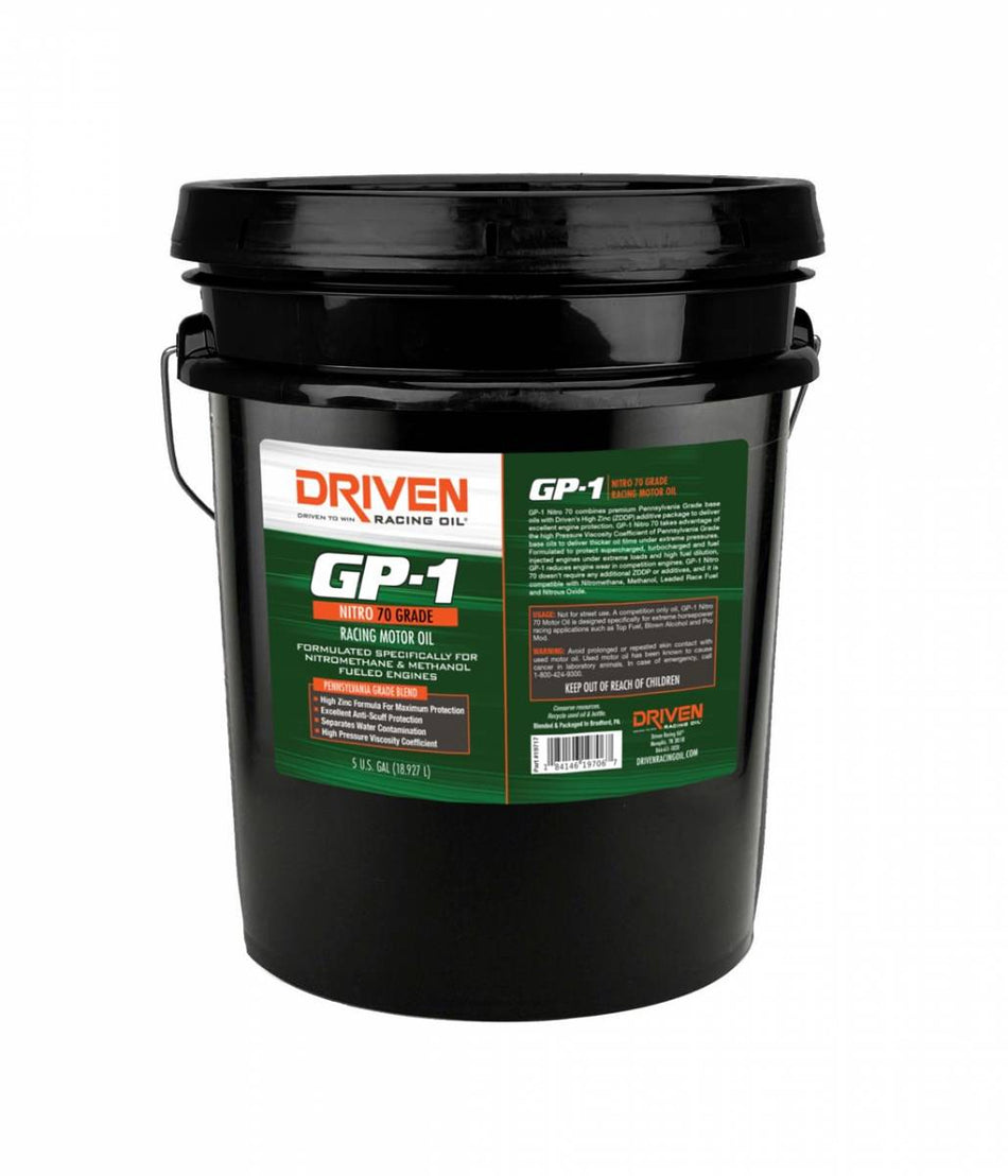 Driven GP-1 Nitro 70 High Zinc 70W Semi-Synthetic Motor Oil - 5 Gallon Bucket