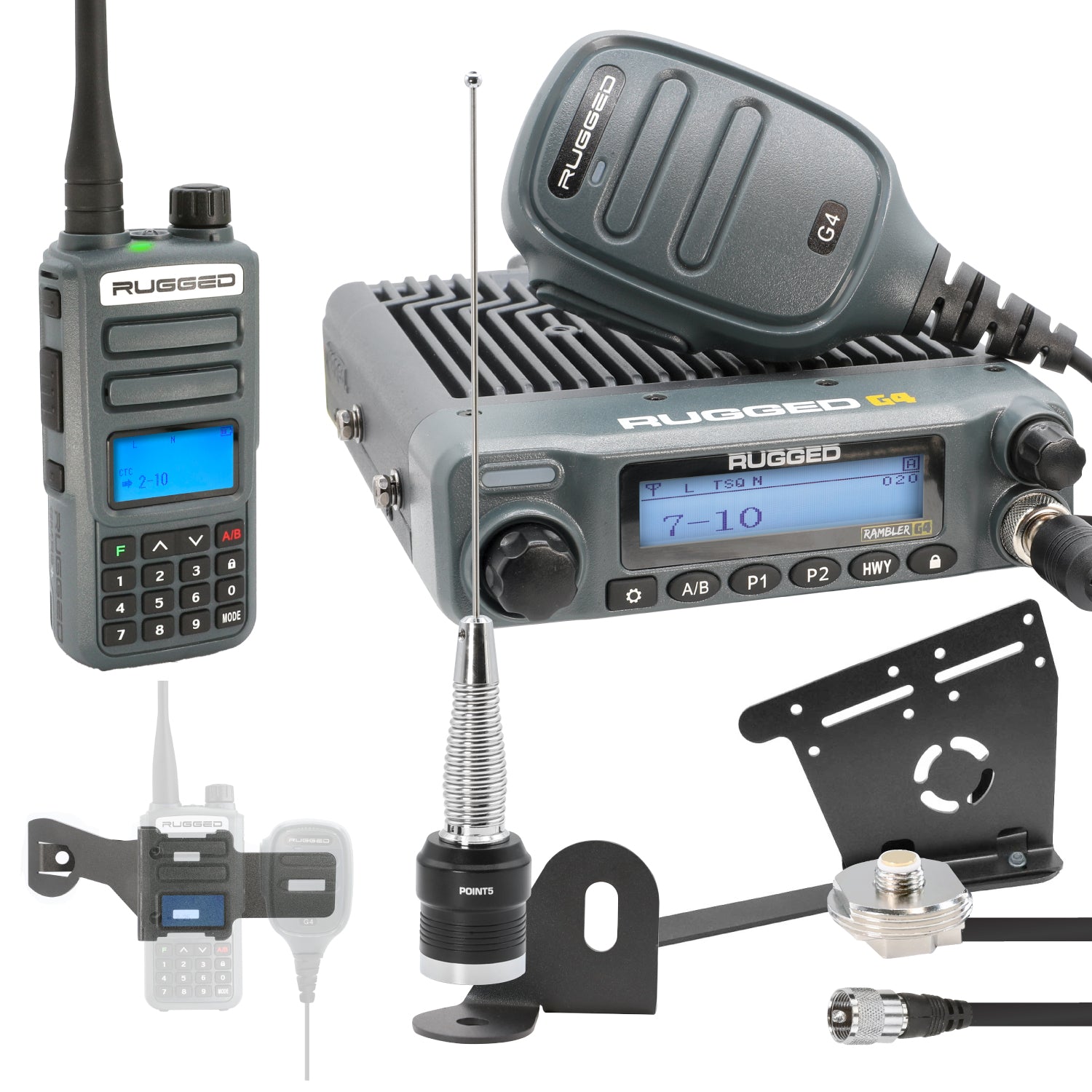 Rugged Radios ULTIMATE GMRS Mobile Radio Kit for Jeep Wrangler JL & Gladiator JT JP1-G4-ULT