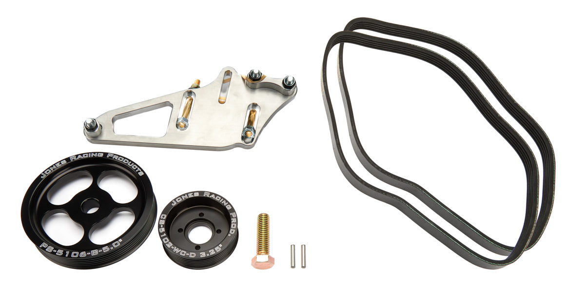 Jones Racing Products 6 Rib Serpentine Pulley Kit - Black / Natural - Chevy V8