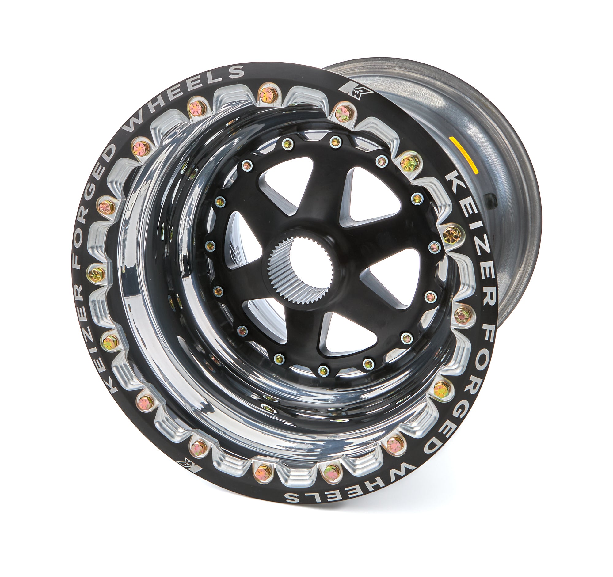 Keizer Aluminum 42 Spline Sprint Car Beadlock Wheel - 15 x 15 in - 5 in Backspace - Polished