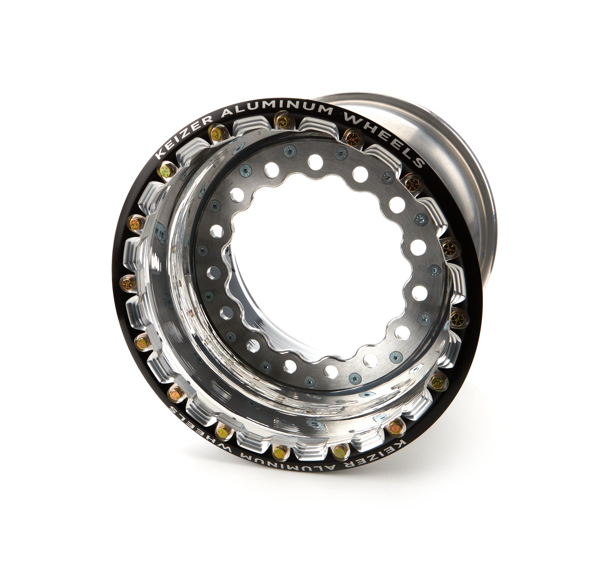 Keizer Modular Aluminum Wide 5 Beadlock Wheel - 15 x 13 in - 5 in Backspace - Black / Polished