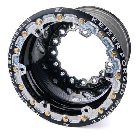 Keizer 15 x 14 in Aluminum Wide 5 Beadlock Wheel - 5.000 in Backspace - Black